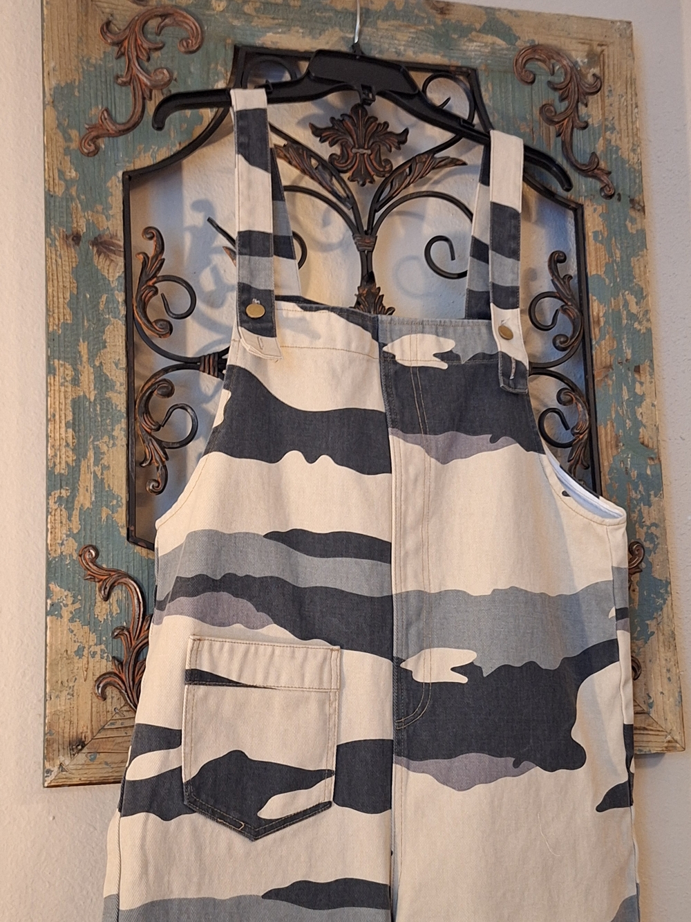 easel Beige and Black Striped Cotton Overalls. Multiple Sizes Available S,M,L - Picture 4 of 10